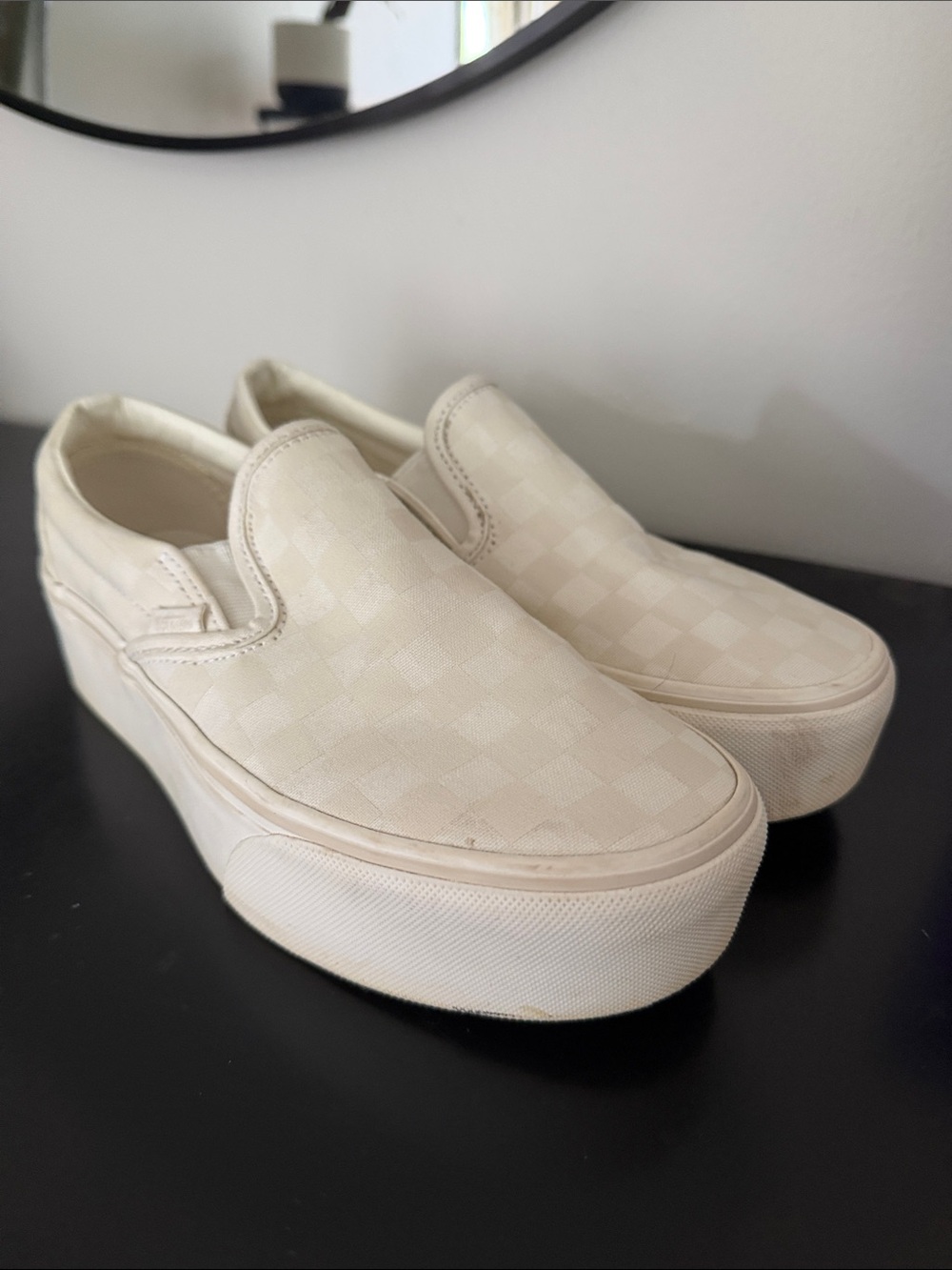 Cream Check-Pattern Vans